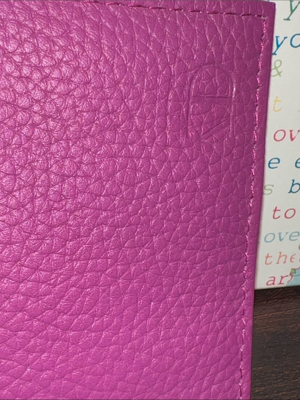 Etienne Aigner Fuchsia Pebbled Leather Checkbook Wallet